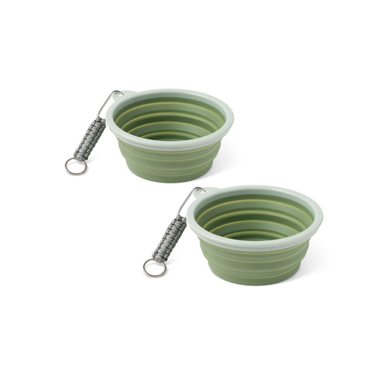 2pk 35oz Collapsible Bowls w/ Paracord Keychain