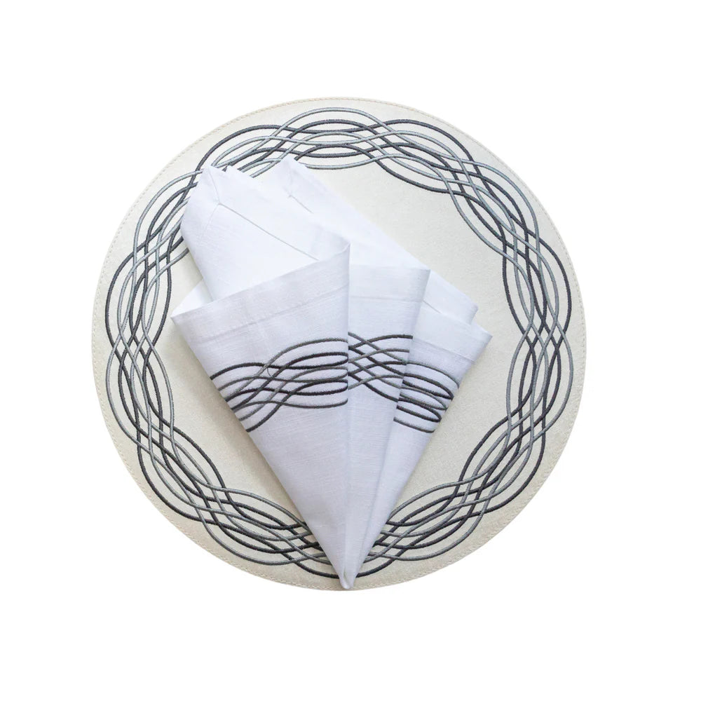Barcelona Spiral Embroidery Placemat (Gray) Set of 4