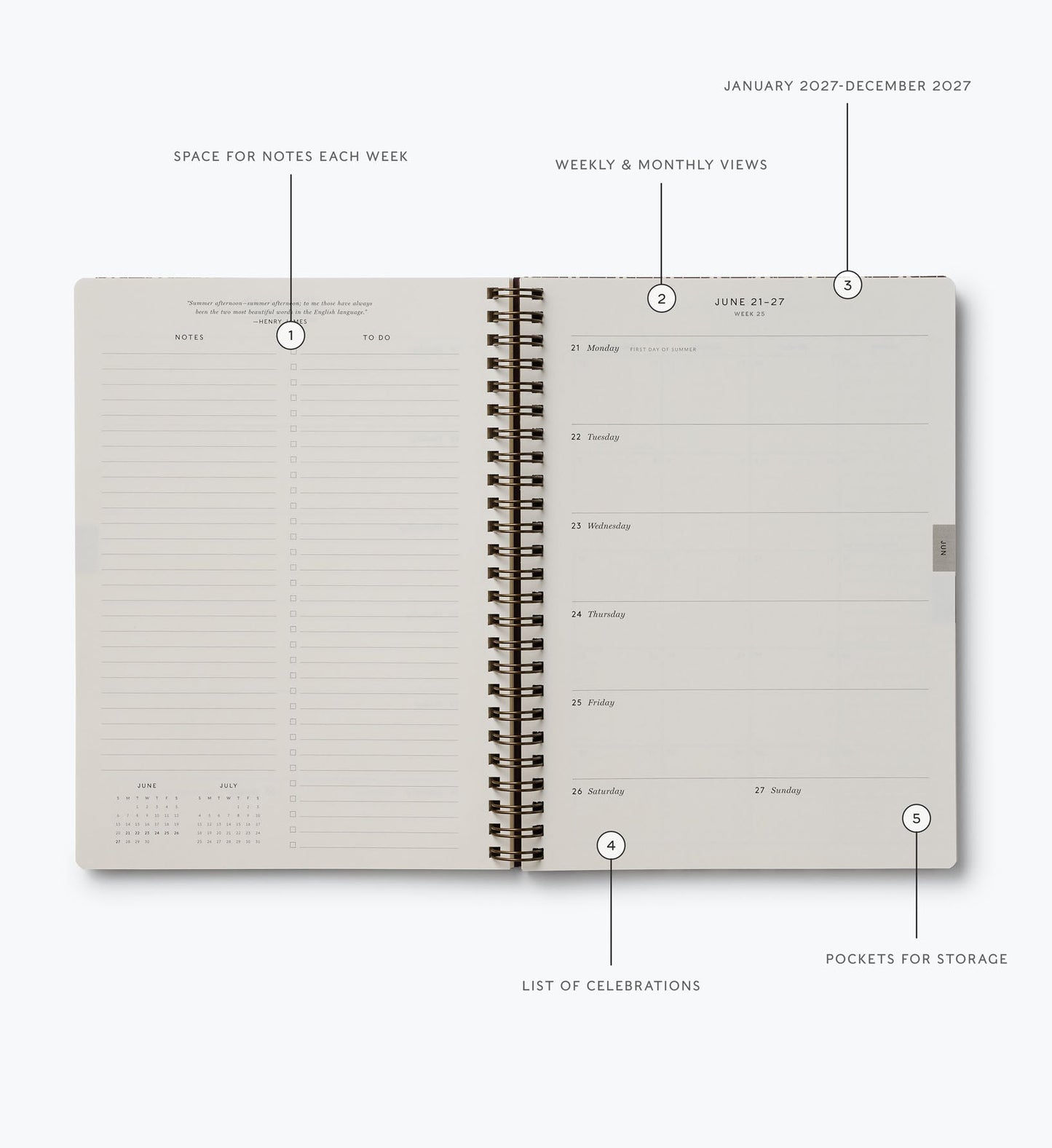 2027 Sage Hydrangea 12-Month Softcover Spiral Planner