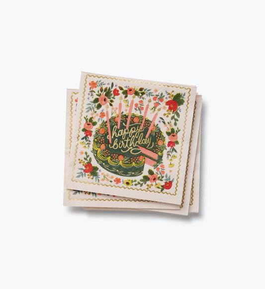 Floral Cake Cocktail Napkins