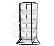 BARISTA 4PC ESPRESSO MUG/RACK