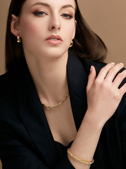 Braided Twisting Links Bracelet - Gold