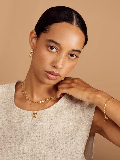 Dot Disc Chain Magnet Bracelet Gold