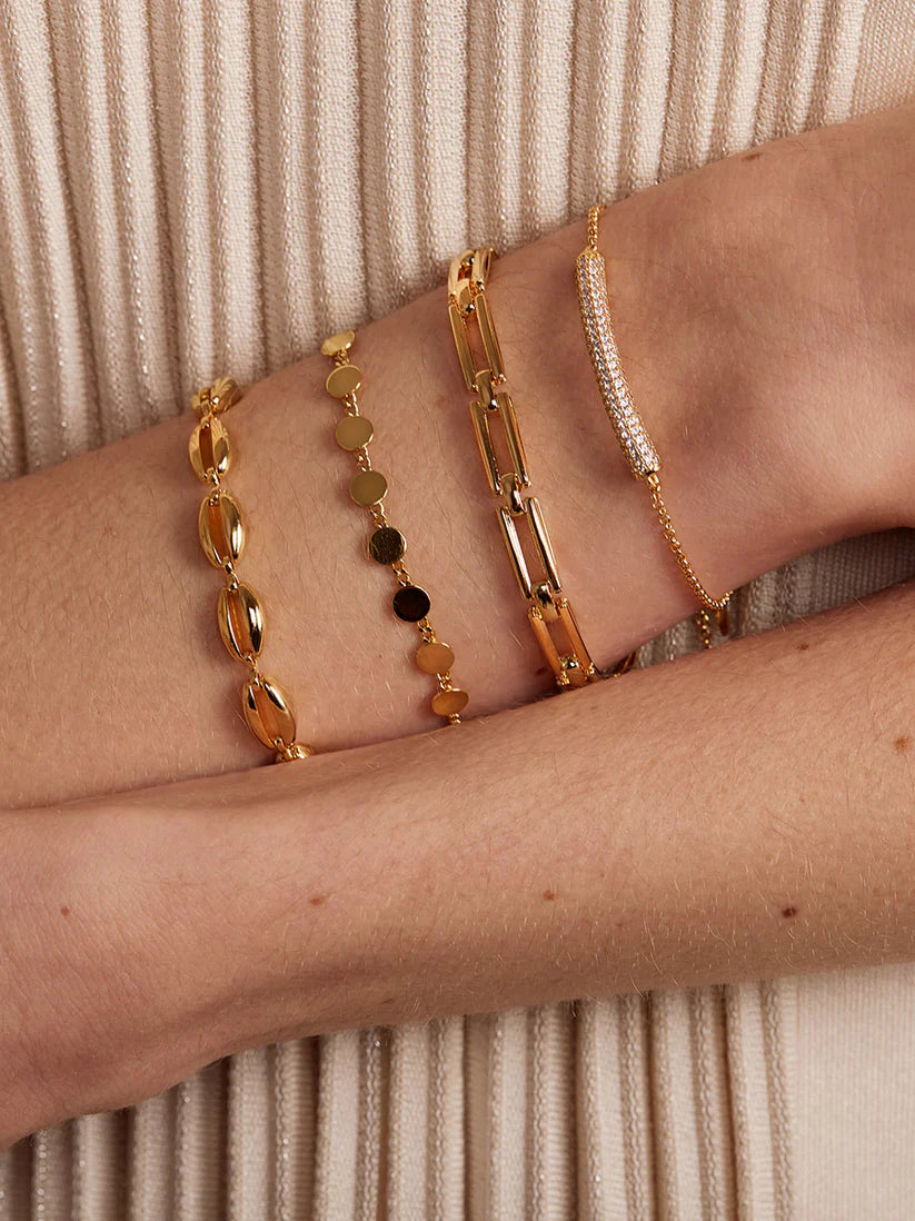 Dot Disc Chain Magnet Bracelet Gold