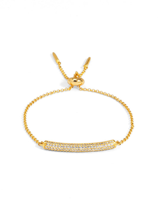 Pavé Slim Bar Slider Bracelet - Gold