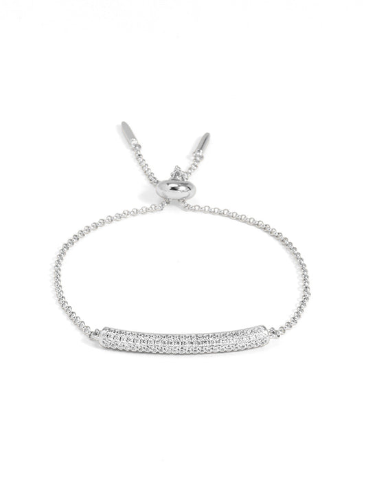 Pavé Slim Bar Slider Bracelet - Silver