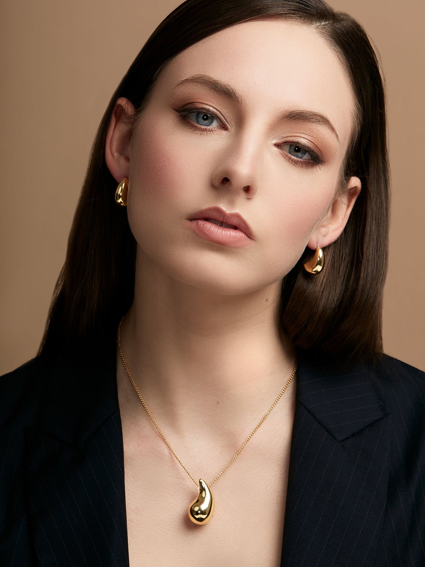 Crescent Shaped Stud Earring - Gold