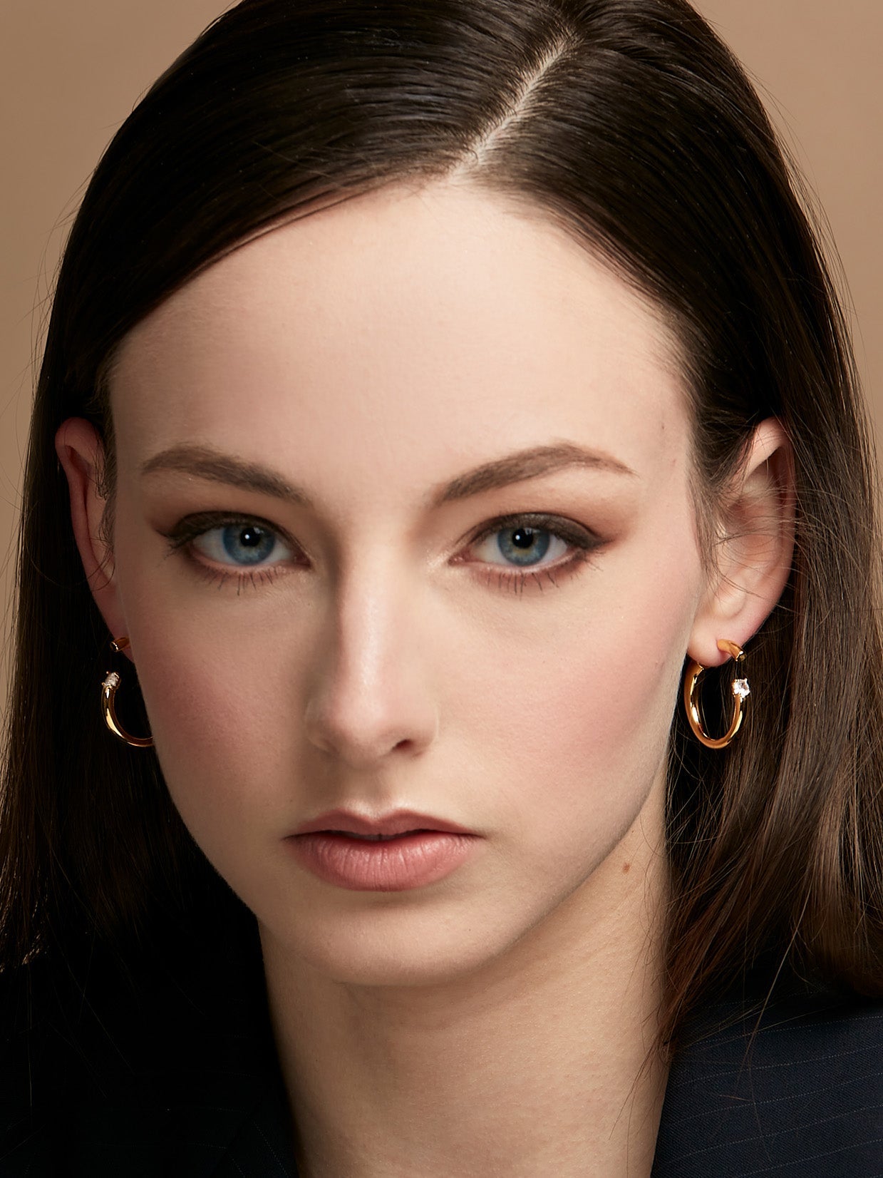 Deconstructed Crystal Round Hoop Earring