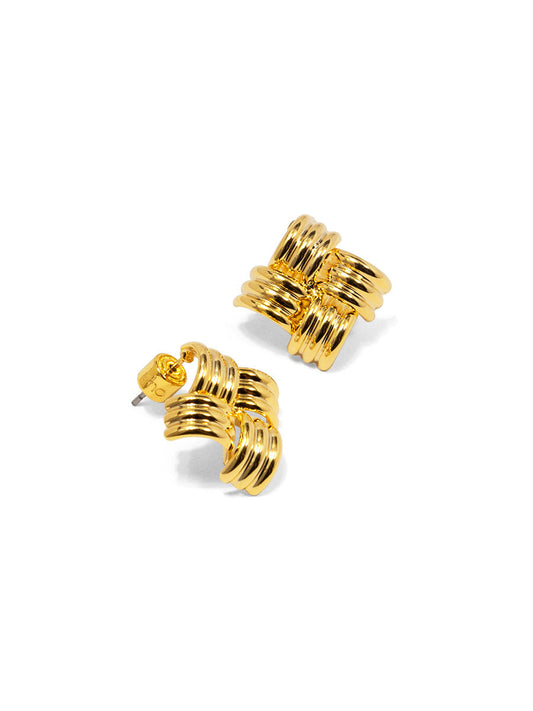 Interwoven Ridged Stud Earring - Gold