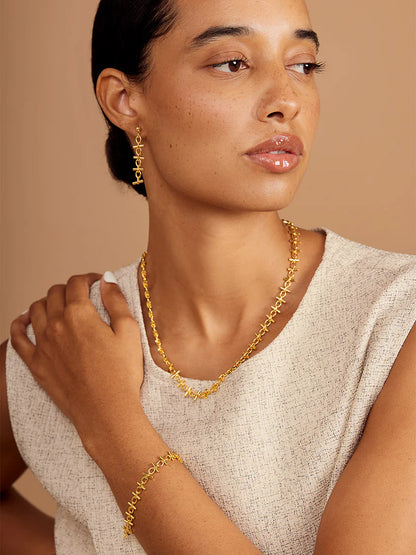 Bar Link Drop Earring Gold