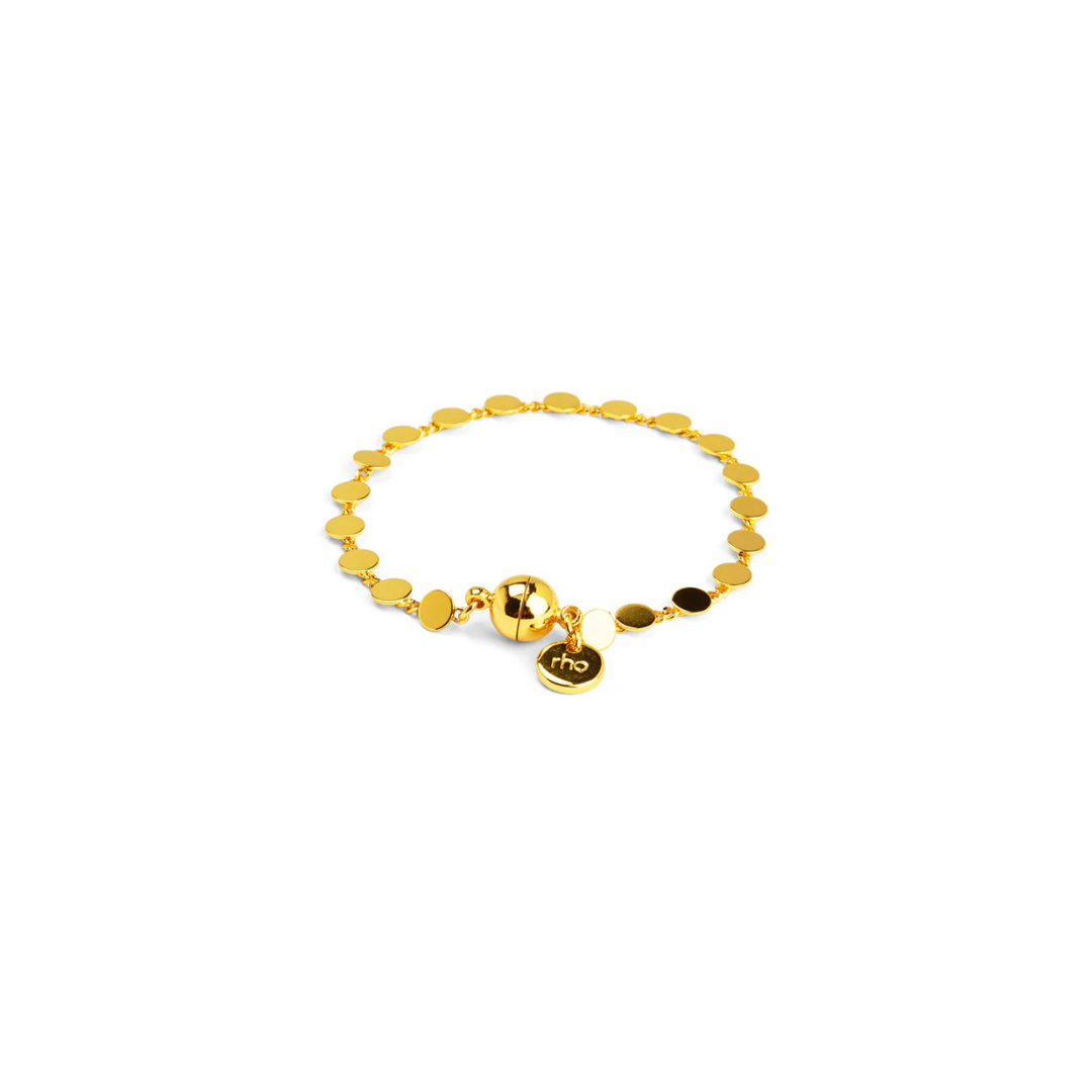 Dot Disc Chain Magnet Bracelet Gold