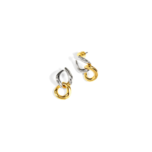 Two-Tone Double Link Drop Earring