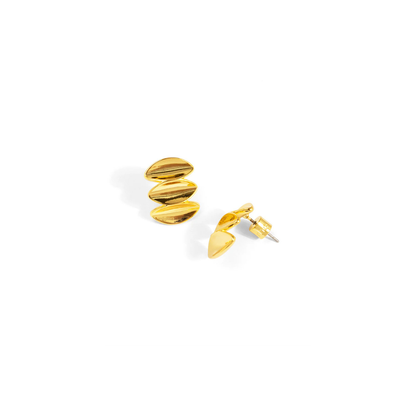 Stacked Ripple Stud Earring Gold