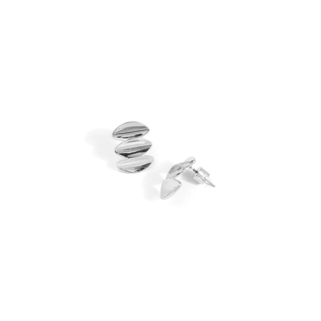 Stacked Ripple Stud Earring Silver