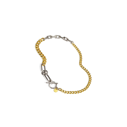 Two Tone Mixed Links Collar Necklace