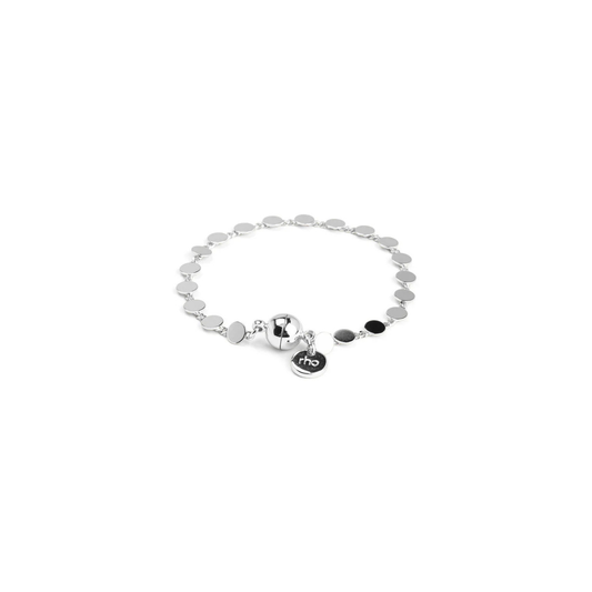 Dot Disc Chain Magnet Bracelet Silver