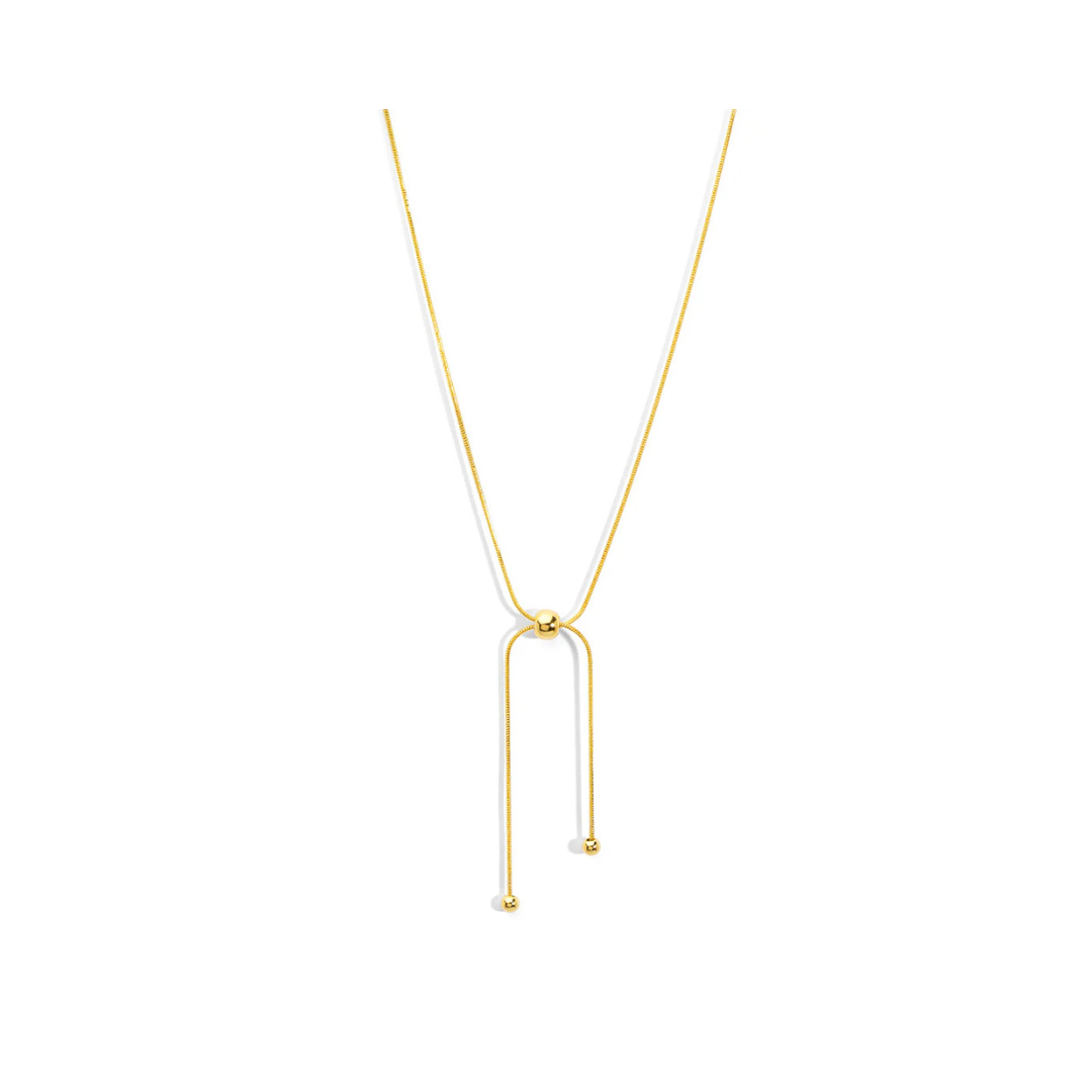 Beaded Lariat Necklace Gold