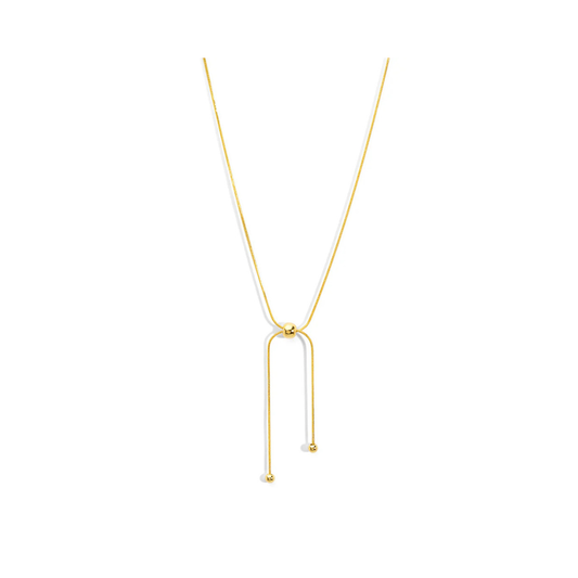Beaded Lariat Necklace Gold