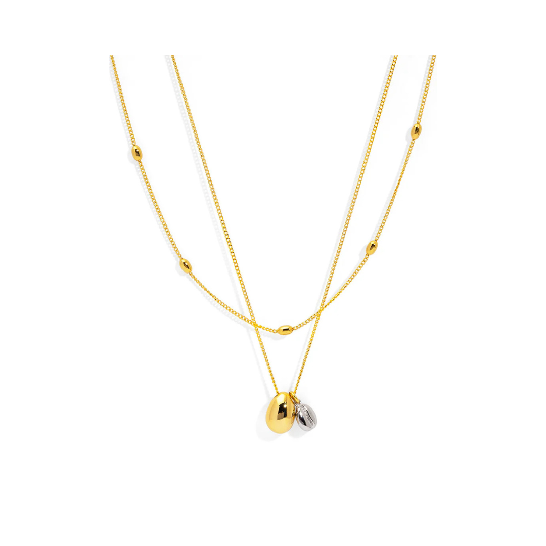 Two-Tone Coffe Bean Layered Collar Necklace