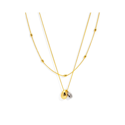 Two-Tone Coffe Bean Layered Collar Necklace