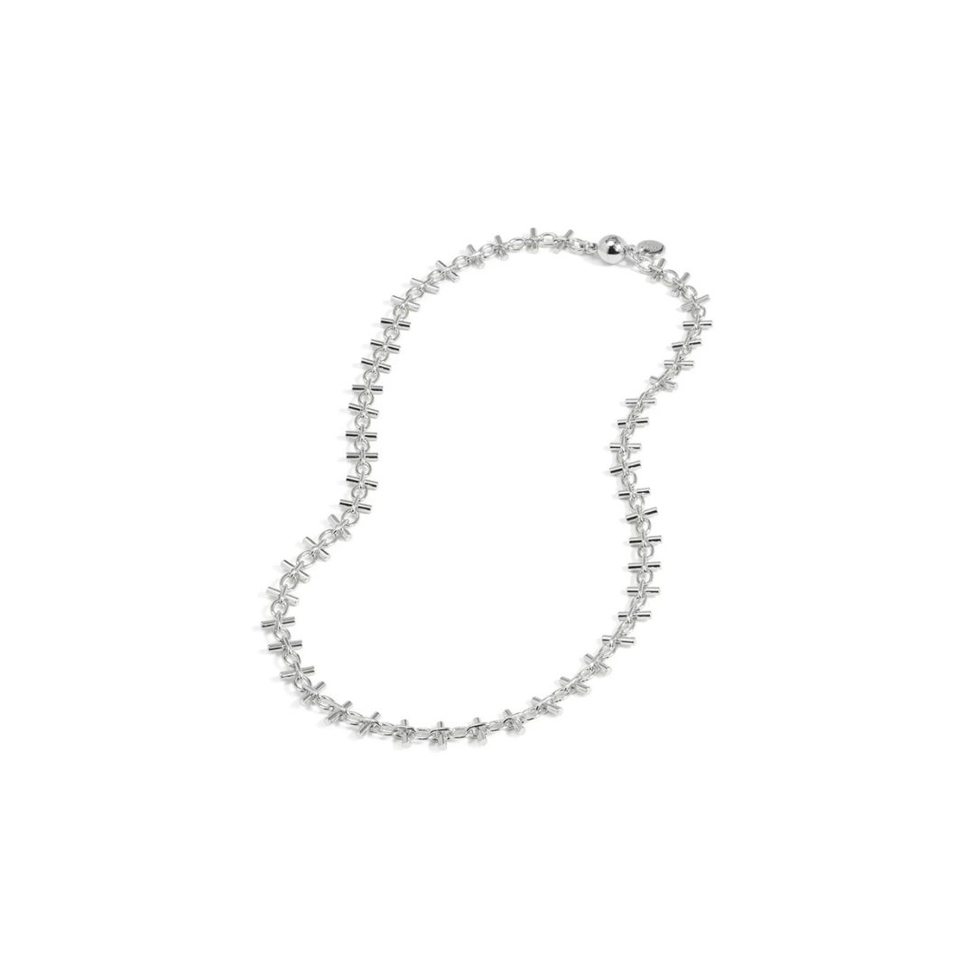 Bar Link Magnet Necklace Silver