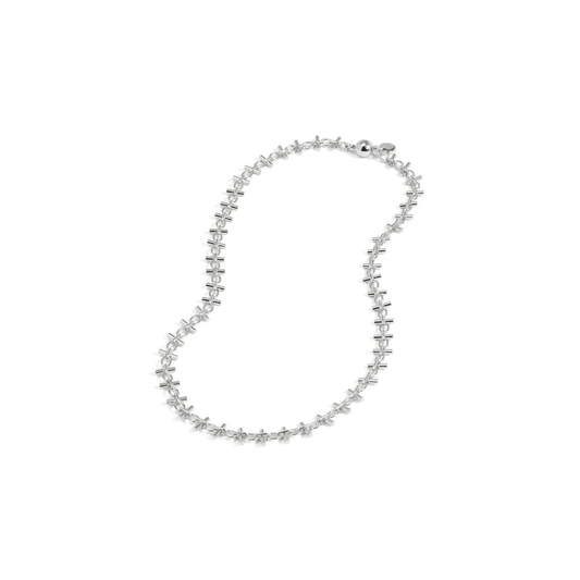 Bar Link Magnet Necklace Silver