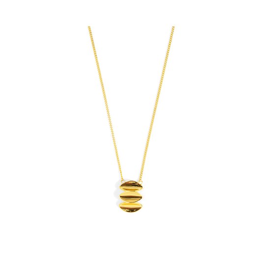 Stacked Ripple Pendant Necklace Gold
