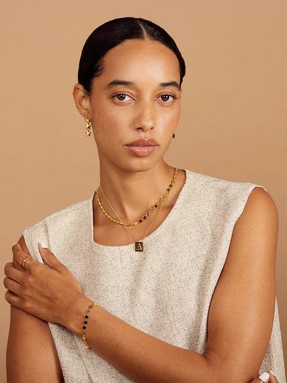 Dot Disc Chain Magnet Short Necklace Gold