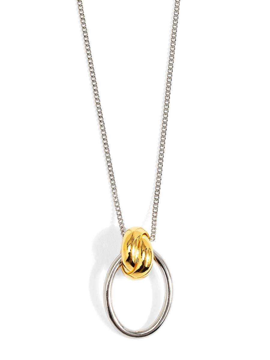 Two-Tone Knotted Charm Pendant Necklace