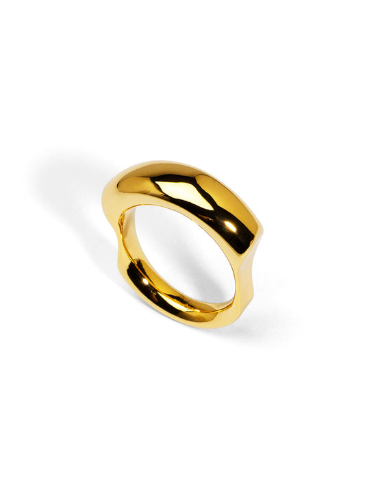 Sculptural Rectangular Ring - Gold