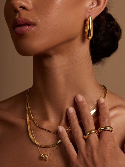 Sculptural Rectangular Ring - Gold