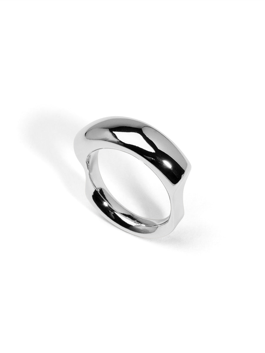 Sculptural Rectangular Ring - Silver