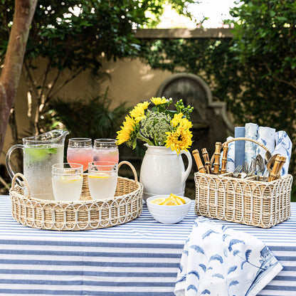 Provence Rattan Silverware Caddy - Whitewash