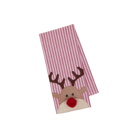 Reindeer Embellished Dishtowel