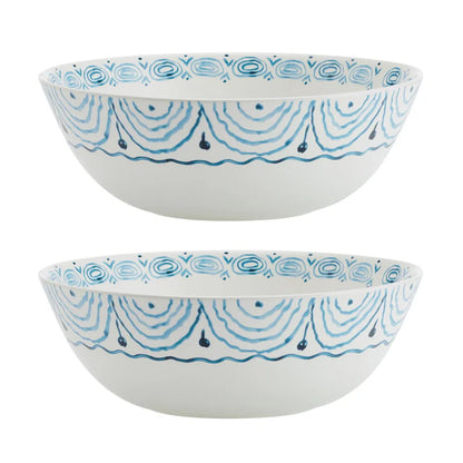 Sicily Blue Set of 2 Serving Bowls with Salt and Pepper Set