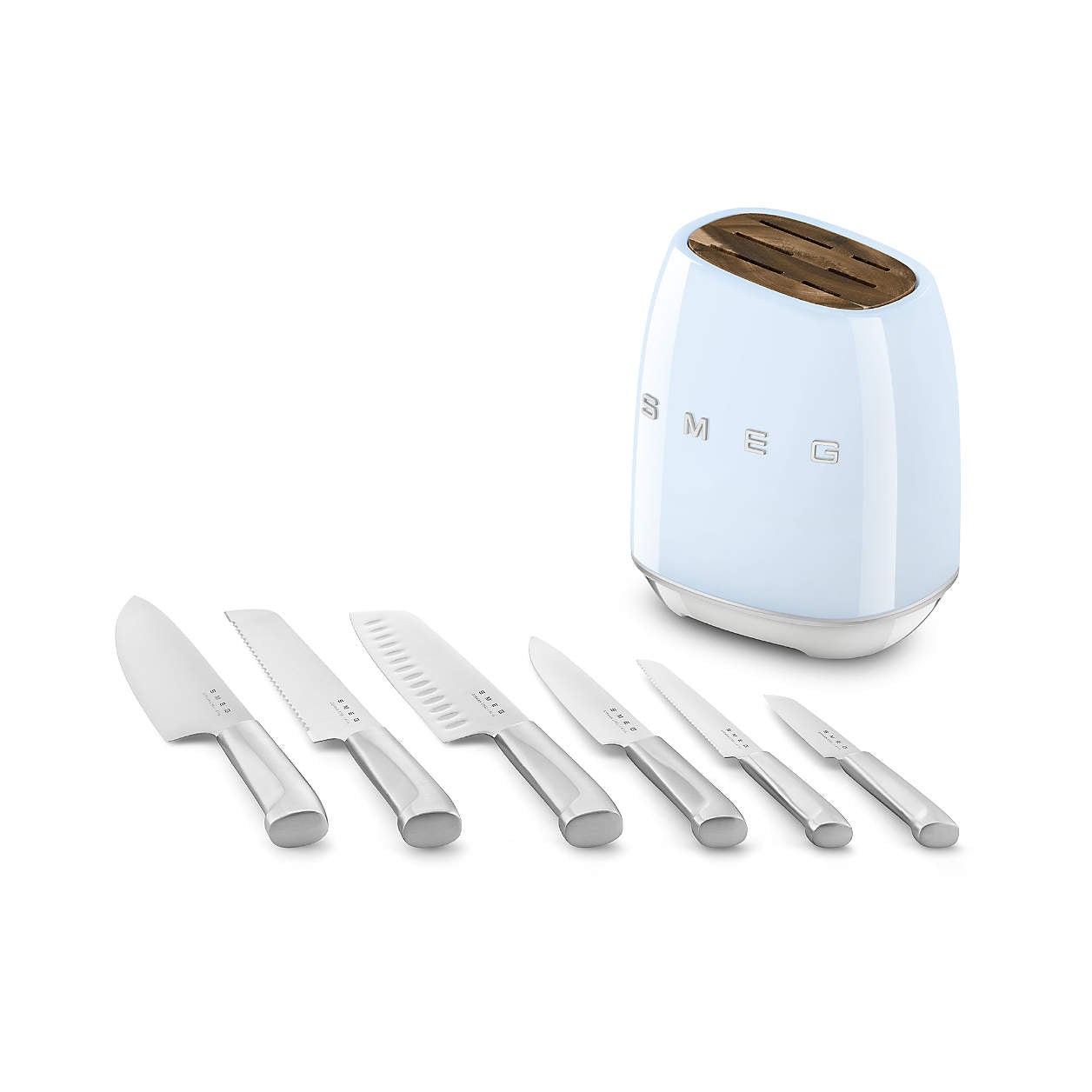 Pastel Blue 7-Piece Knife Block Set