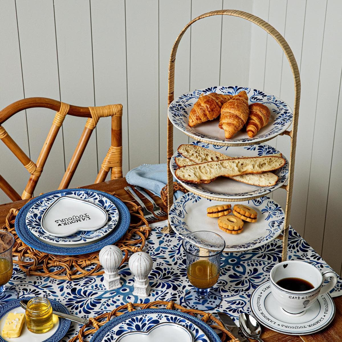 Provence Rattan Triple Tiered Server - Whitewash