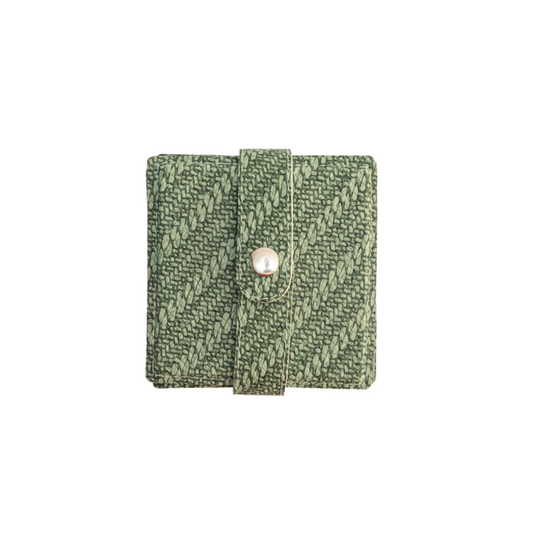 Set of 6 Square Coaster Set - Diagonal Green