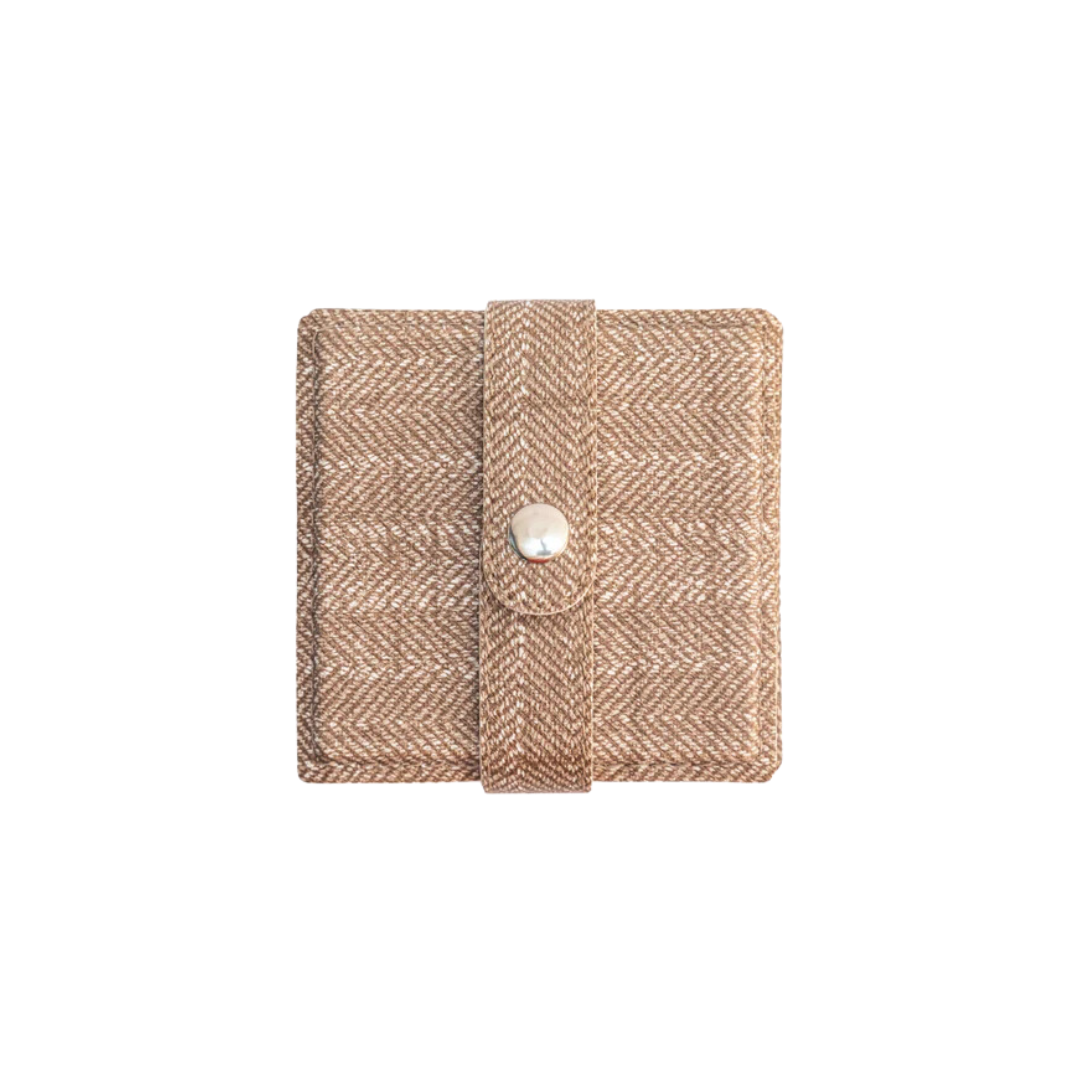 Set of 6 Square Coaster Set - Herringbone Brown