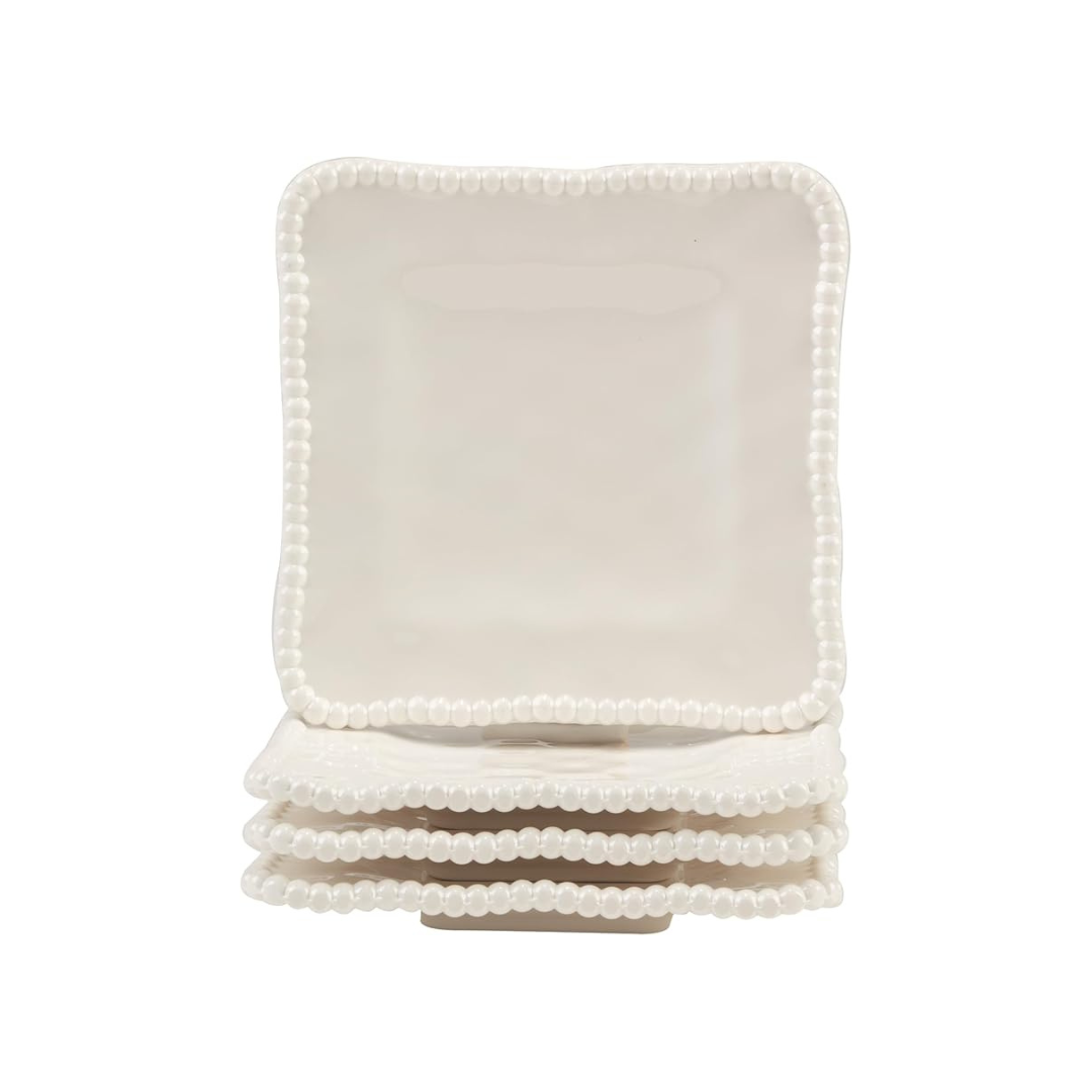 Perlette Cream Set of 4 Square 6in Canape Plates