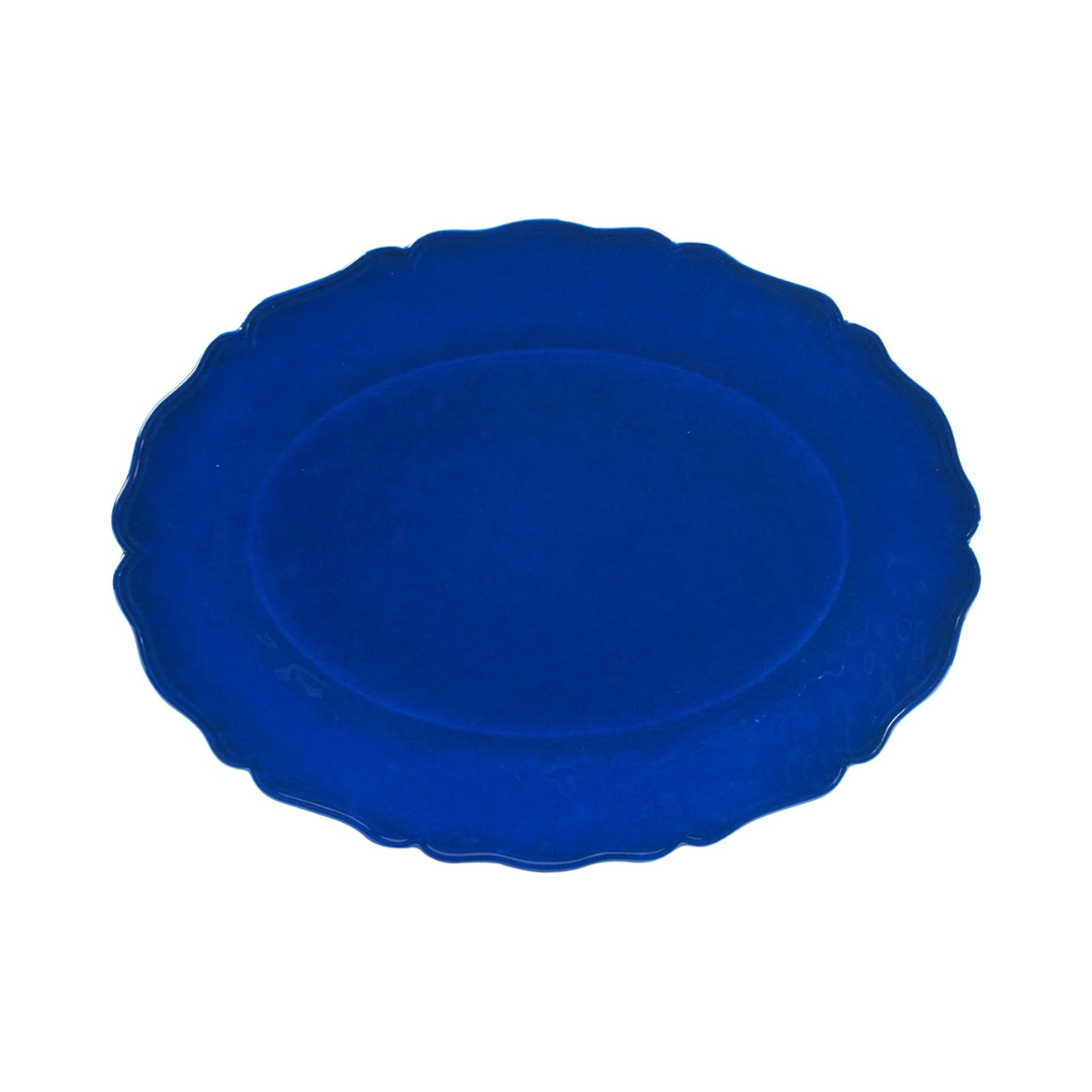 Blue Crackle Melamine Blue Oval Platter 18in x 13.5in