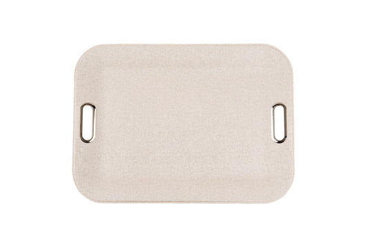 Large Serving Tray with Metal Handles - Victoria Milky