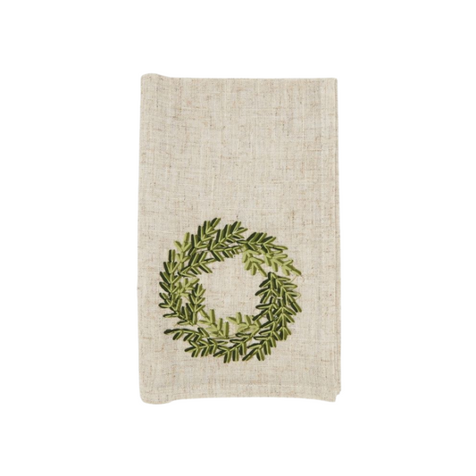 Embroidered Wreath Napkin Natural 20"