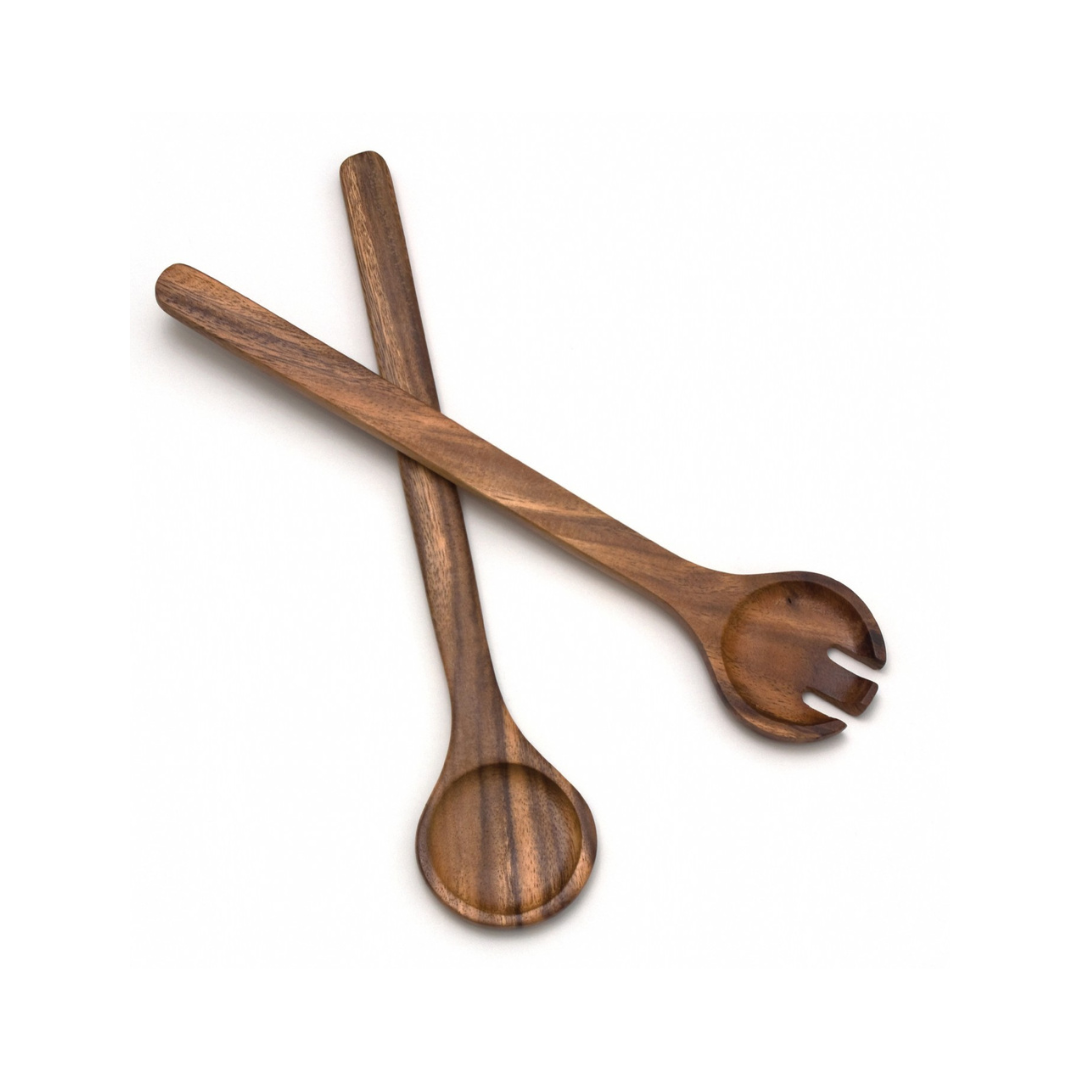 Acacia Round Salad Servers, 13"