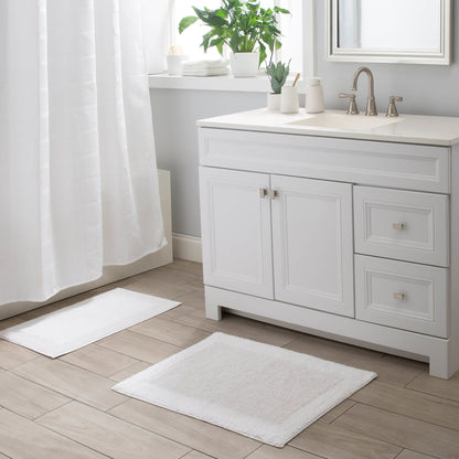 Brighton Bath Mat - Set of 2 100% COTTON - White