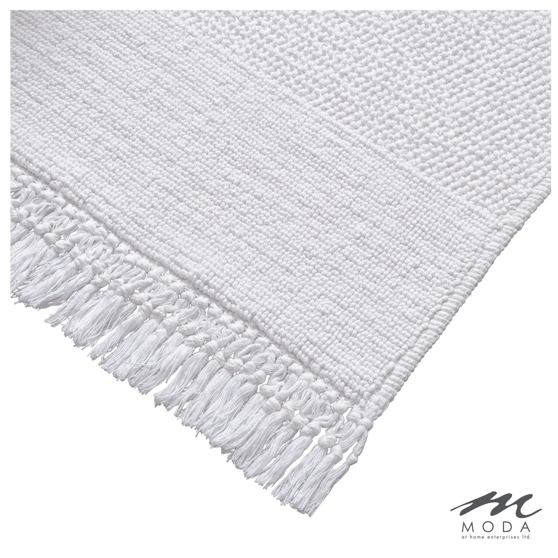Carlaw Bath Mat Tasseled 100% Cotton White 21"X 34"