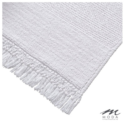 Carlaw Bath Mat Tasseled 100% Cotton White 21"X 34"