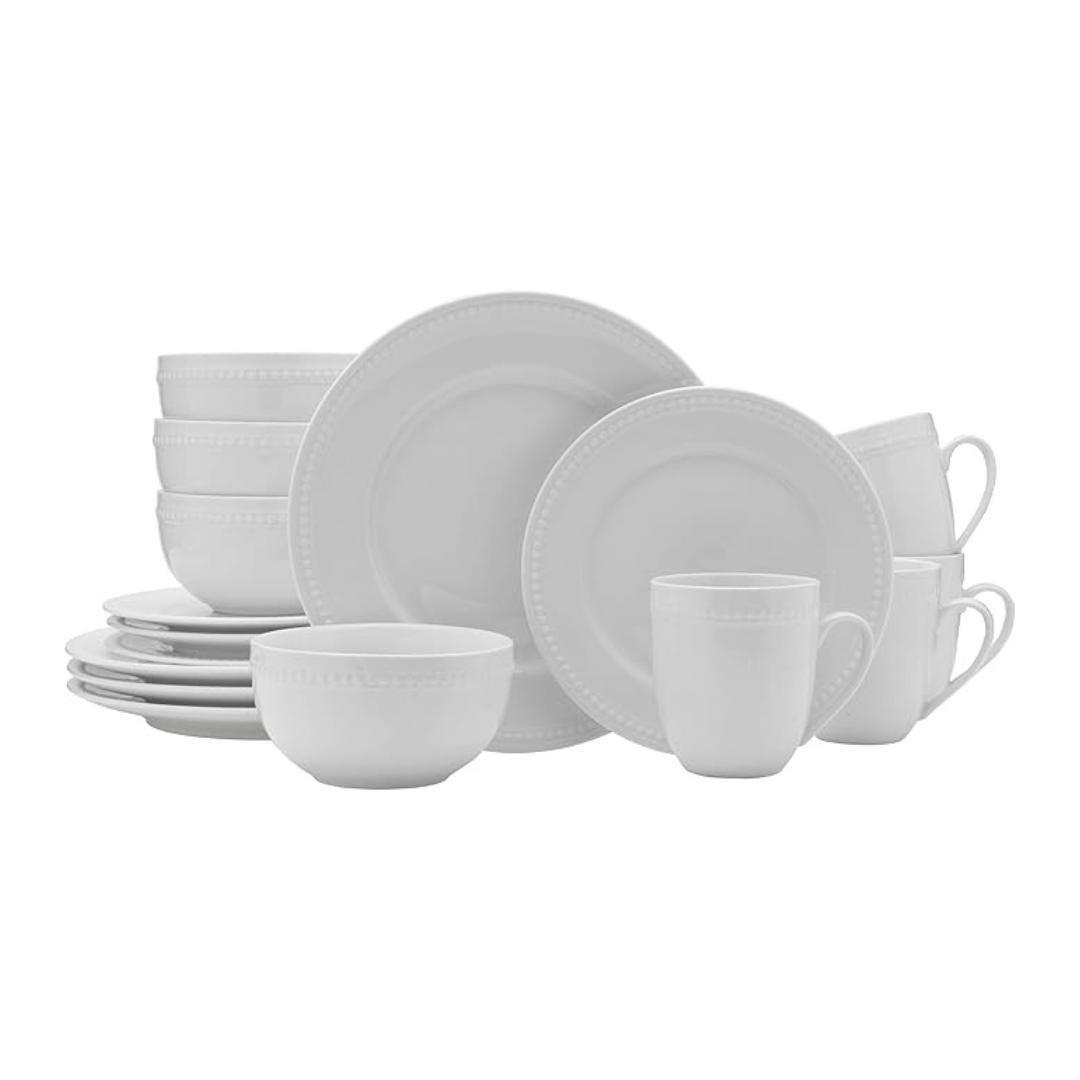 Everyday White® Beaded 16 Piece Dinnerware Set, Service for 4