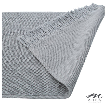 Carlaw Bath Mat Tasseled 100% Cotton Light Grey 21"X 34"