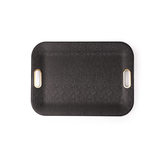 Large Serving Tray with Metal Handles Victoria Black
